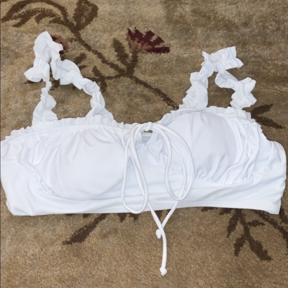 White frilly swimsuit top, new
